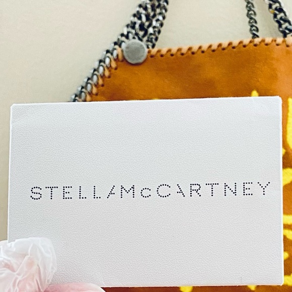 NWT: STELLA MCCARTNEY | Graffiti Yellow Embroidered Logo Falabella Brown 3 Mini - Picture 8 of 11